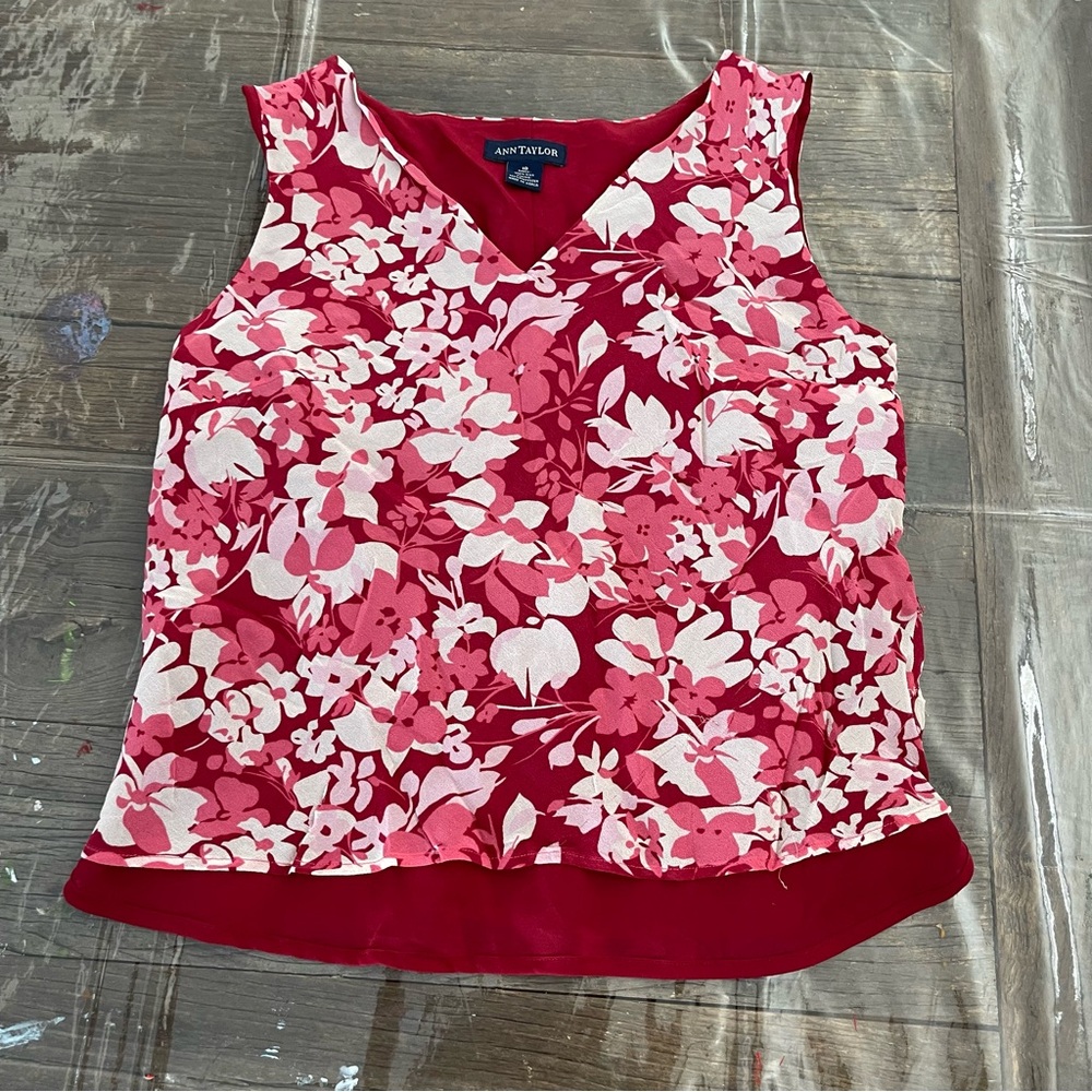 ANN TAYLOR silk floral tank top